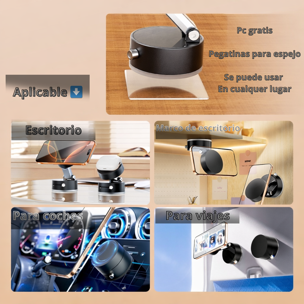Soporte Magnético Premium con Succión al Vacío – Fijación Total 360°