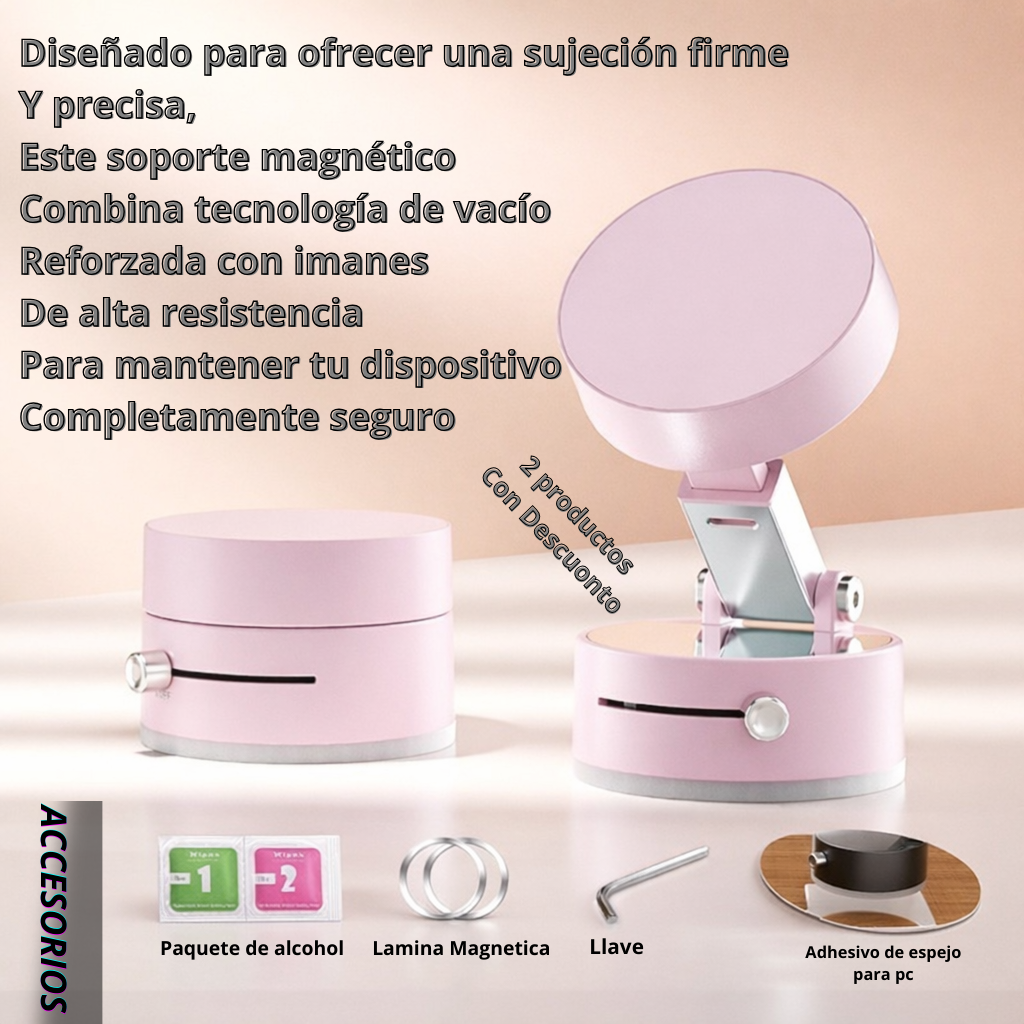 Soporte Magnético Premium con Succión al Vacío – Fijación Total 360°