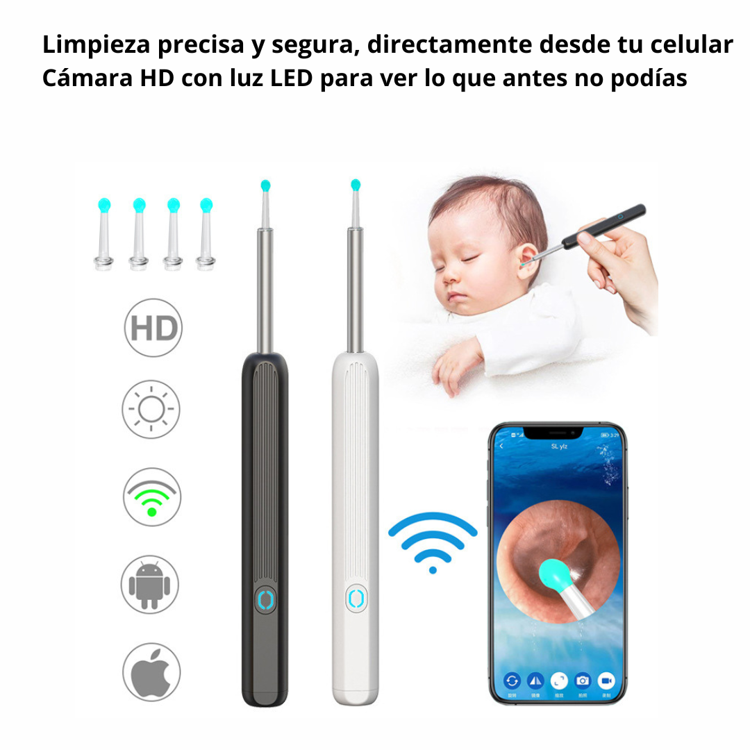 Otoscopio Inteligente HD – Limpieza Visual Segura