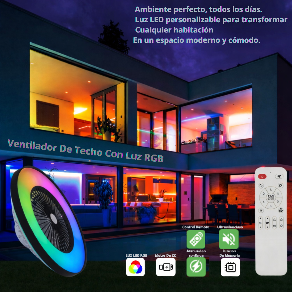 Ventilador de Techo con Luz RGB Inteligente&nbsp;